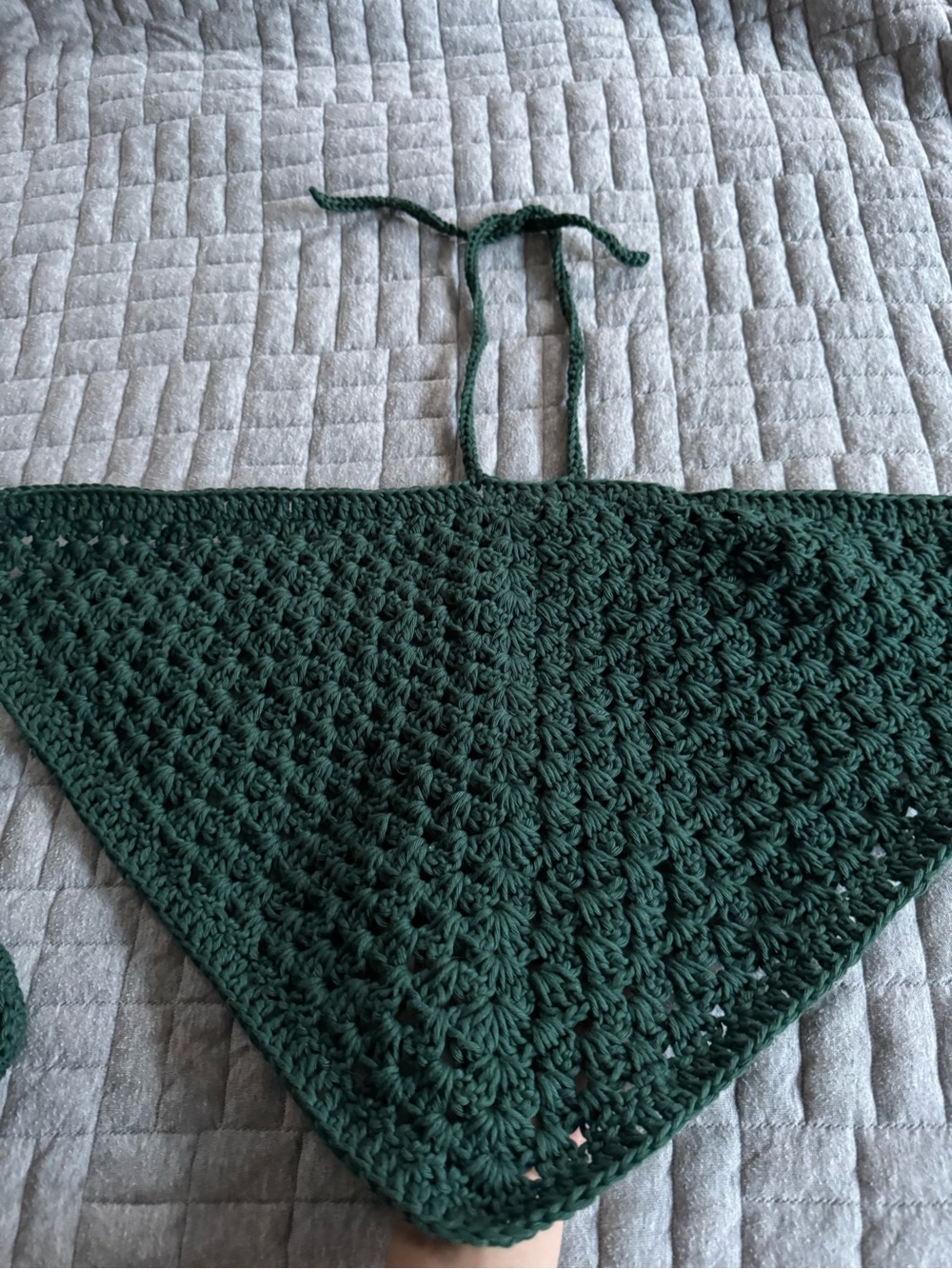 Handmade Dark Green Crochet Triangle Top